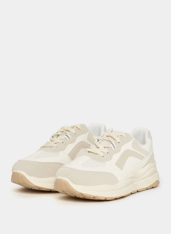 Styli Contrast Panel Lace Up Sneakers