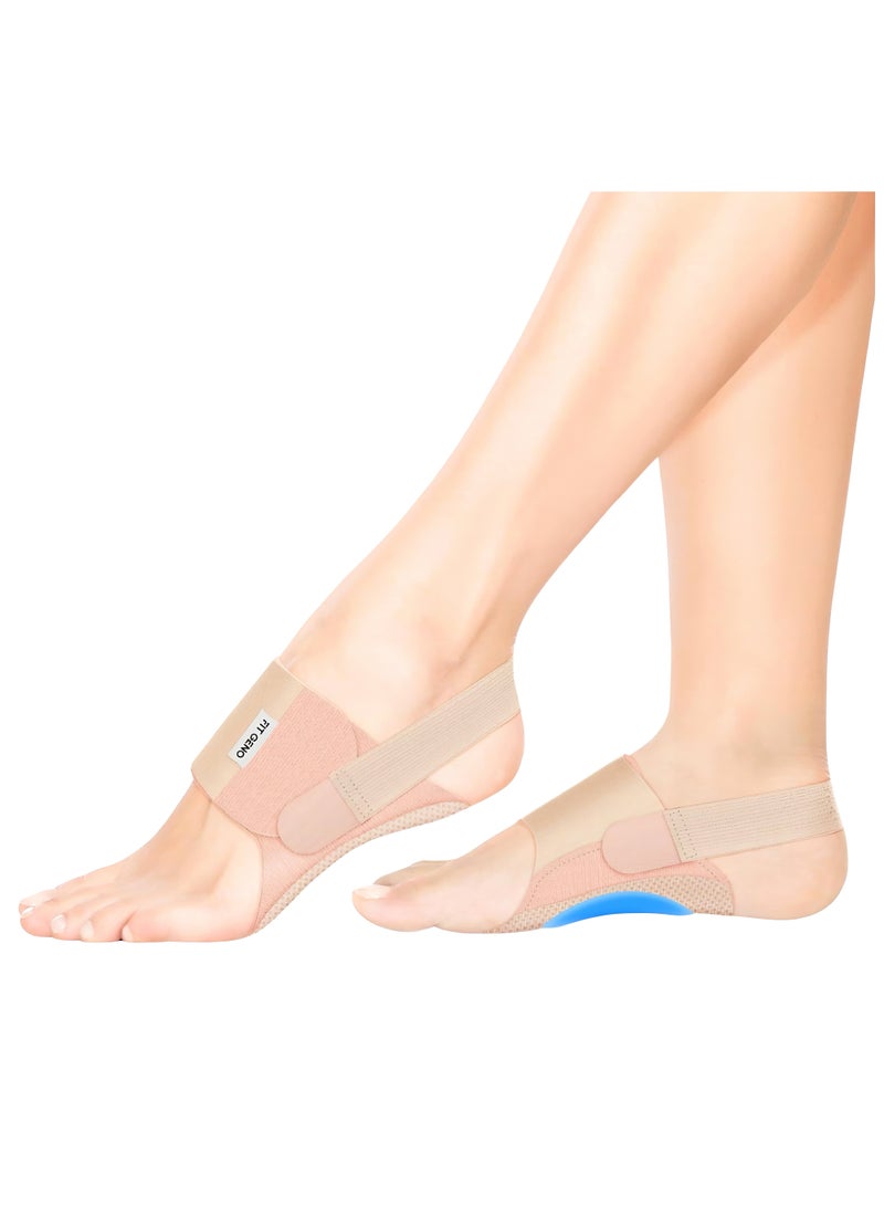 McDou Unisex upgraded arch support artifact, arch support bracket, adjustable strap, gel pad non-slip, suitable for flat feet, high arches and collapsed arches, non-slip wearable arch support, built-in corrector (skin color/black)  - Image 1