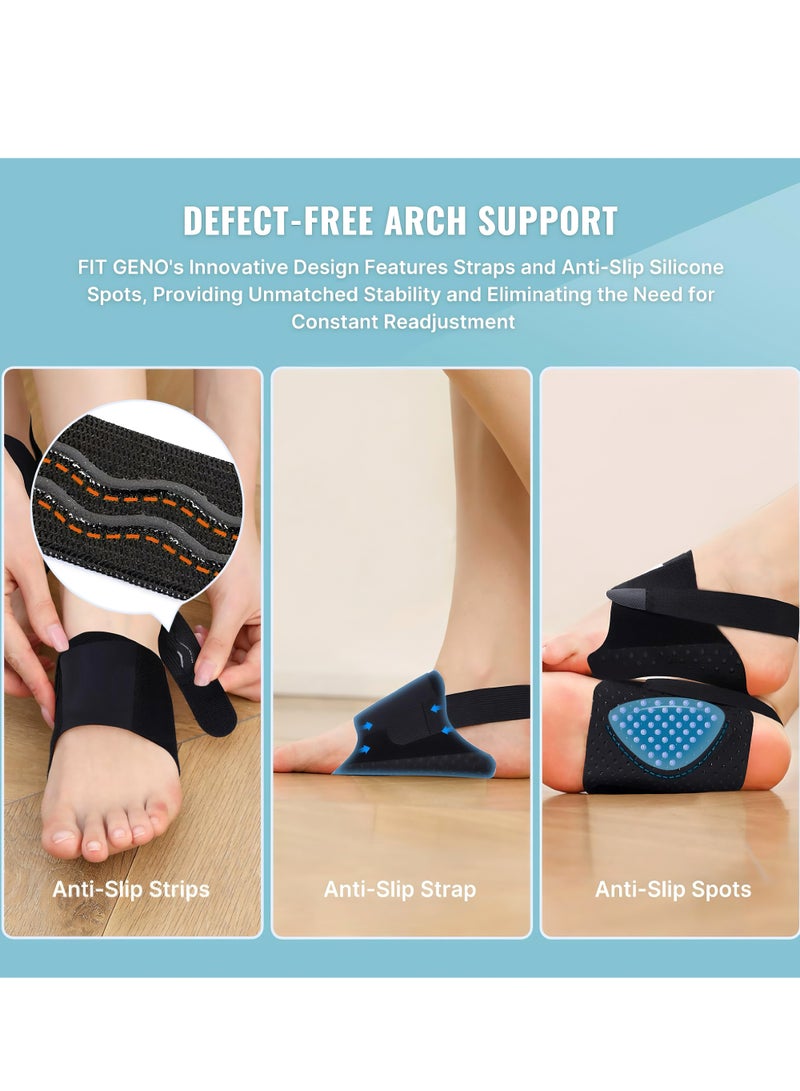 McDou Unisex upgraded arch support artifact, arch support bracket, adjustable strap, gel pad non-slip, suitable for flat feet, high arches and collapsed arches, non-slip wearable arch support, built-in corrector (skin color/black)  - Image 2