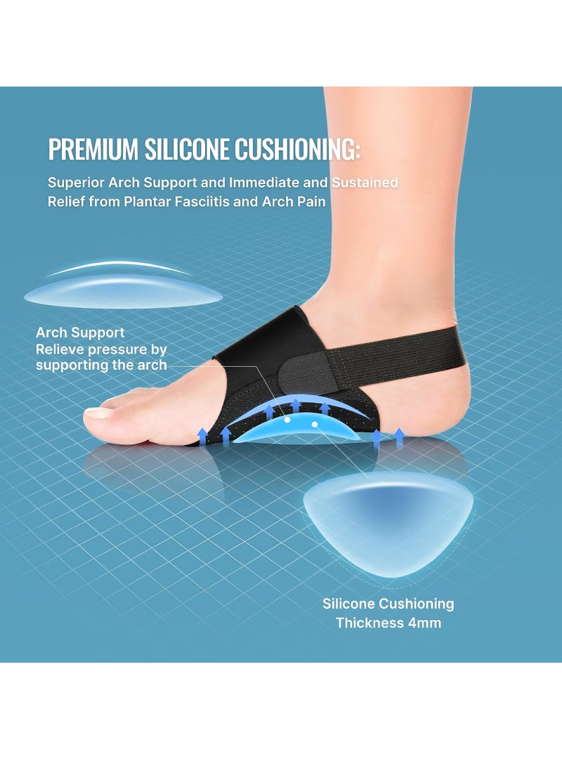McDou Unisex upgraded arch support artifact, arch support bracket, adjustable strap, gel pad non-slip, suitable for flat feet, high arches and collapsed arches, non-slip wearable arch support, built-in corrector (skin color/black)  - Image 4