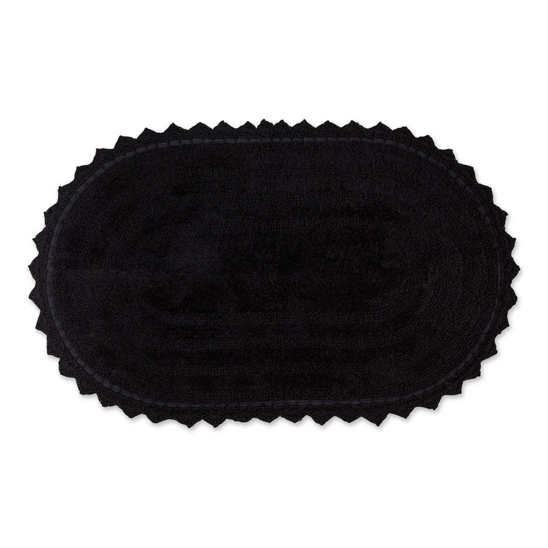 DII Crochet Collection Reversible Bath Mat Large Oval 21x34 Black