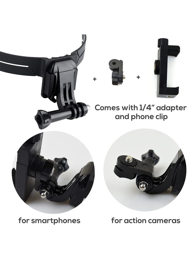 SYOSI - Motorcycle Helmet Chin Mount Kit for Gopro and Mobile Phone, Helmet Adhesive Mount with Phone Clip for GoPro Hero 10/9/8/7/6/5, for DJI Osmo Action, Action Camera, and Smartphone - Image 1
