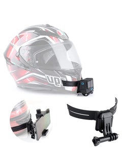 Motorcycle Helmet Chin Mount Kit for Gopro and Mobile Phone, Helmet Adhesive Mount with Phone Clip for GoPro Hero 10/9/8/7/6/5, for DJI Osmo Action, Action Camera, and Smartphone