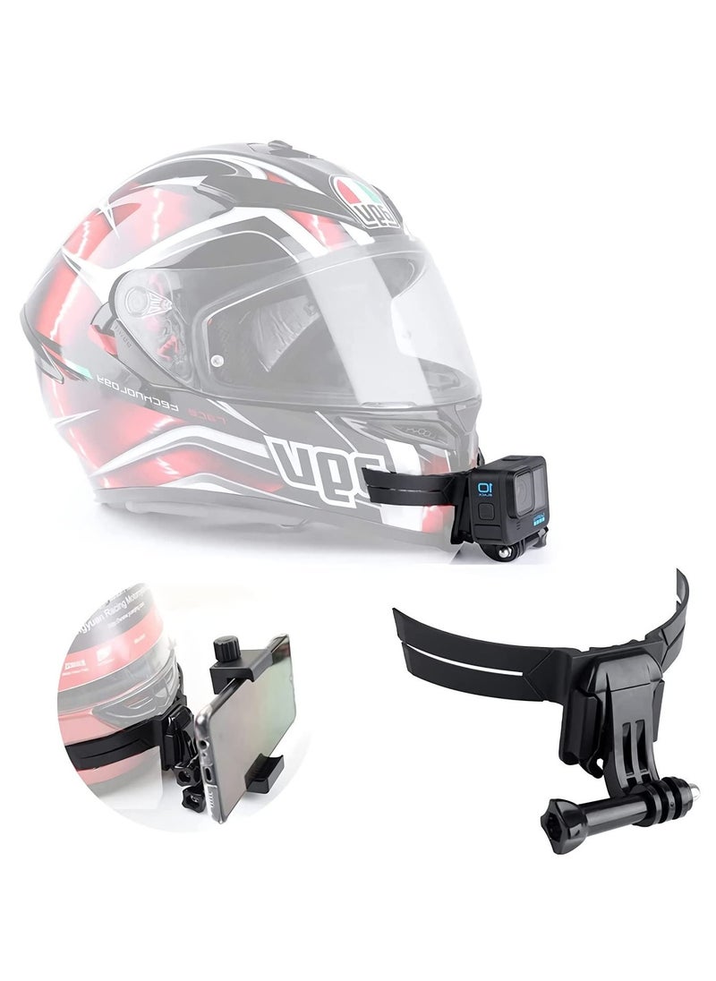 SYOSI - Motorcycle Helmet Chin Mount Kit for Gopro and Mobile Phone, Helmet Adhesive Mount with Phone Clip for GoPro Hero 10/9/8/7/6/5, for DJI Osmo Action, Action Camera, and Smartphone - Image 1