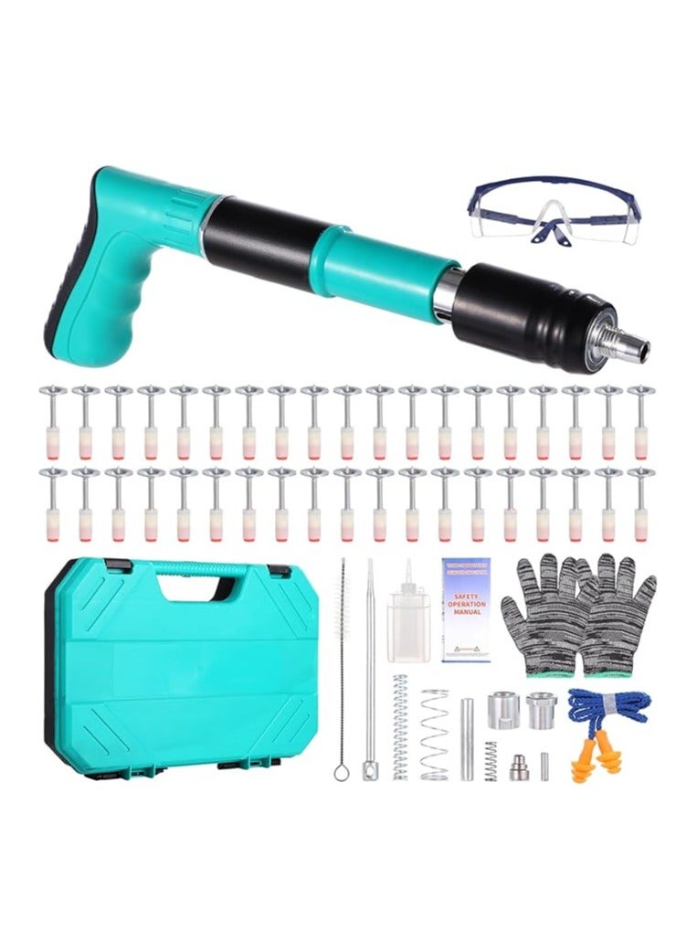 Concrete Nail Gun Kits with 100pcs Nails, 5 Speed Adjustable Manual Steel Nail Gun Tool, Wall Fastening Power Tool, Portable Nail Shooting Machine, Wall Anchor Wire Slotting Device  - Image 1
