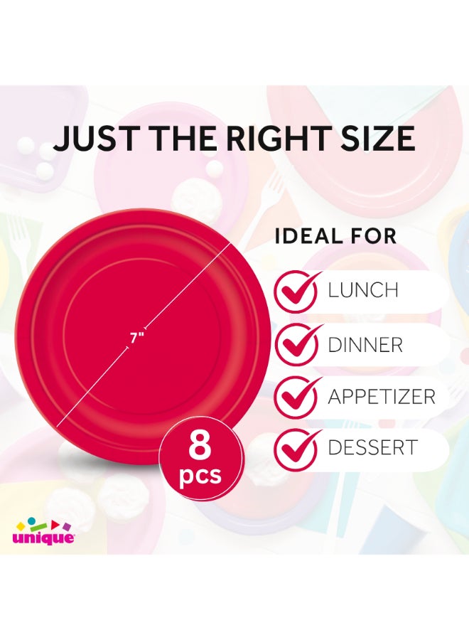 Unique 8 Ruby Red Plates 7'' - Image 2
