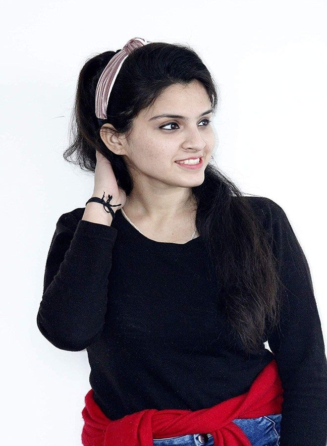AASA Super Soft Cute Knot Bow Glitter Headband Hair Accessory for Women (Multicolour) - Image 4