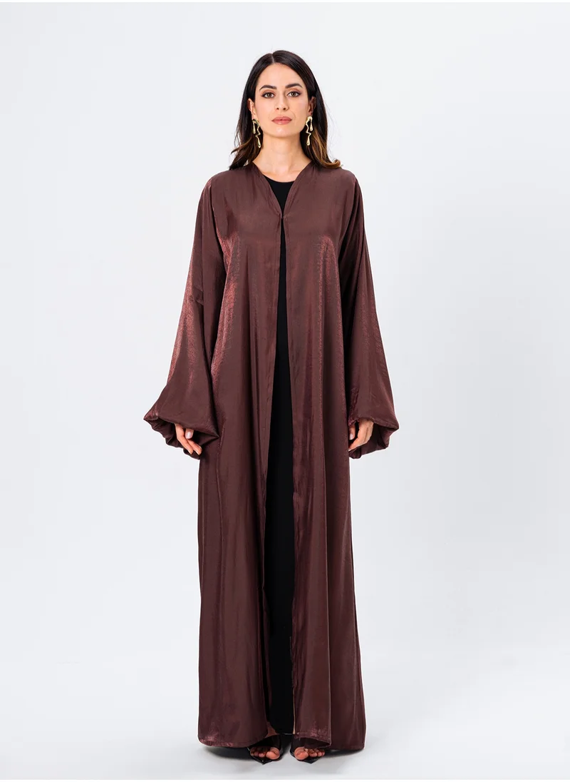 IZEL Brown shimmer puff sleeve abaya