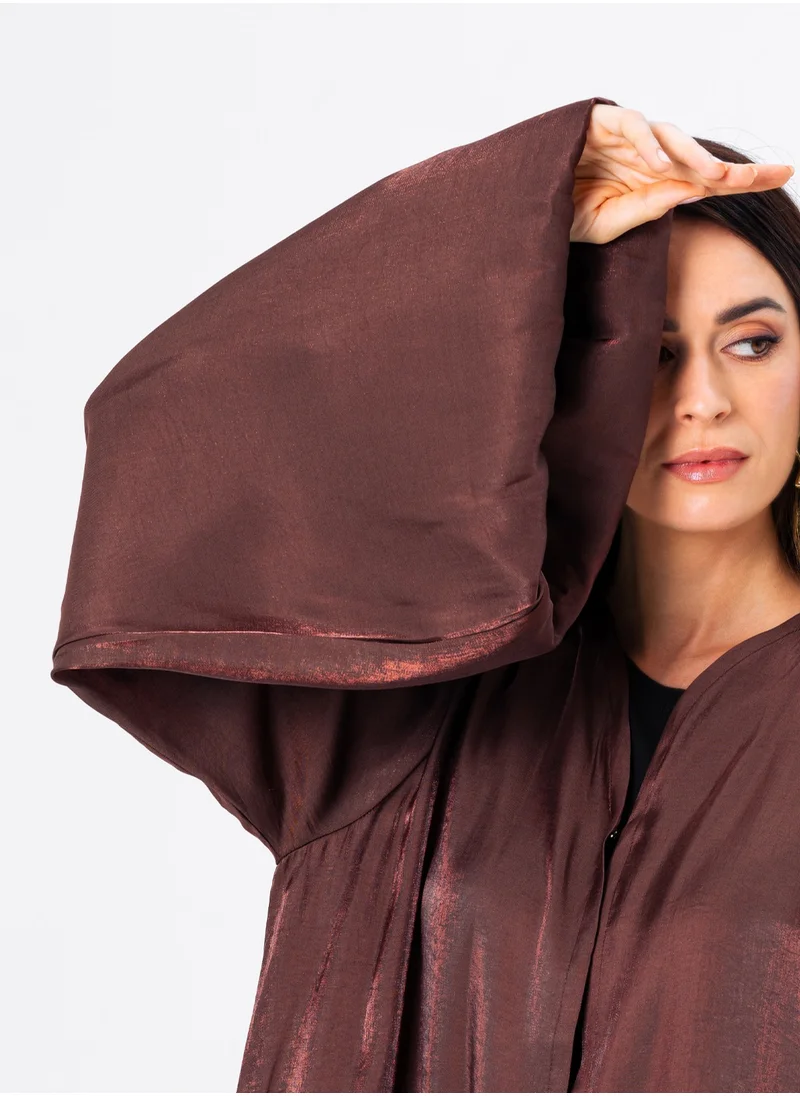 IZEL Brown shimmer puff sleeve abaya