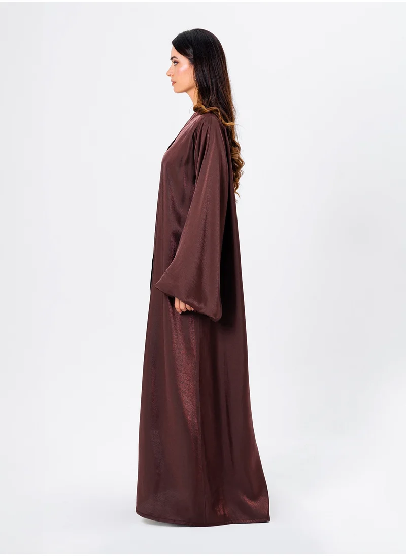 IZEL Brown shimmer puff sleeve abaya
