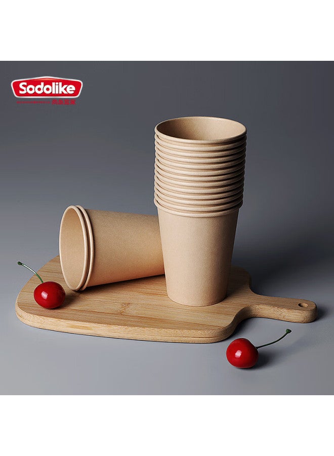 Sodolike Shangdao Paper Cups, Disposable Cups, 250ml, Thickened, 100 Pieces, Bamboo Pulp, Natural Color, No Printing, 9 Ounces - Image 1