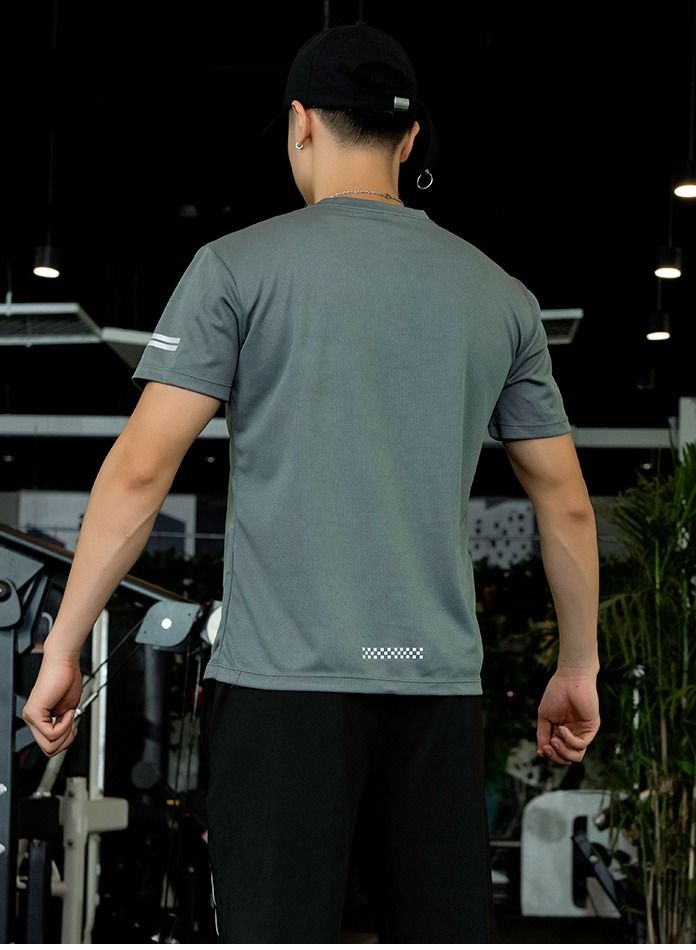 Loquat Men Quick Dry Breathable Sports T-Shirt Grey  - Image 3
