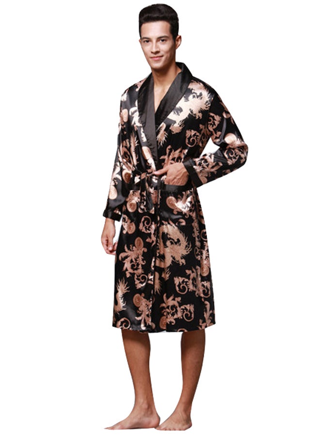 Allover Print Robe Black - Image 4