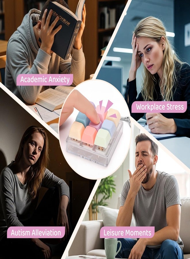 FunisFun Keyboard Fidget Toy Handheld Clicky Fidget Keyboard with Keychain Detachable Mechanical Clicker Adult Stress Relief Gifts for Leisure Moments (Style A) - Image 4