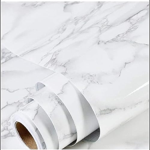wall love Marble OilProof & Waterproof self-Adhesive Sheet Stickers Big Countertop Cabinet Furniture puja Room Kitchen,Home Sticker Wallpaper 60 x 200cm (White Marble Wallpaper) - Image 1