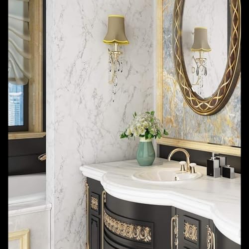 wall love Marble OilProof & Waterproof self-Adhesive Sheet Stickers Big Countertop Cabinet Furniture puja Room Kitchen,Home Sticker Wallpaper 60 x 200cm (White Marble Wallpaper) - Image 2