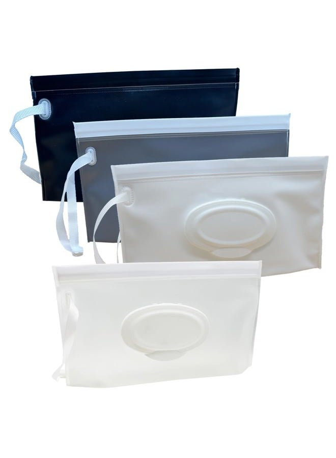VOONGOR Baby Wet Wipes Pouches, 4 Pcs Baby Wet Wipes Dispensers, Travel Wet Wipes Bags Cases, Reusable Refillable Portable Wipe Carrying Pouches for Baby Adult Teenager - Image 1