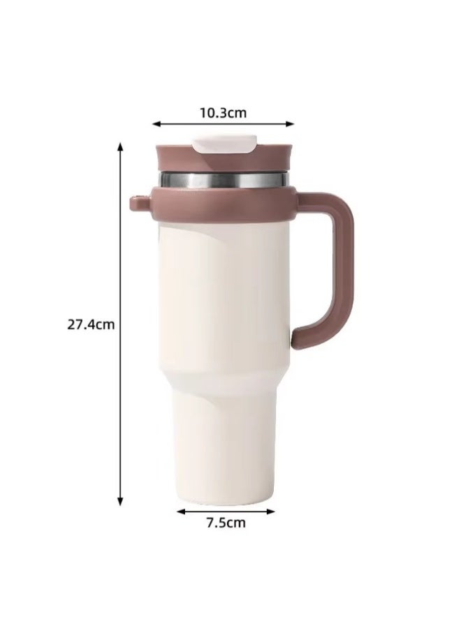 Meetion Tumbler Water Bottle BPA-Free Hot/Cold Insulated Reusable Insulated Cup With Handle and Straw High Quality 40oz Stainless Steel Insulated Cup for Home Office Gym  - Image 2