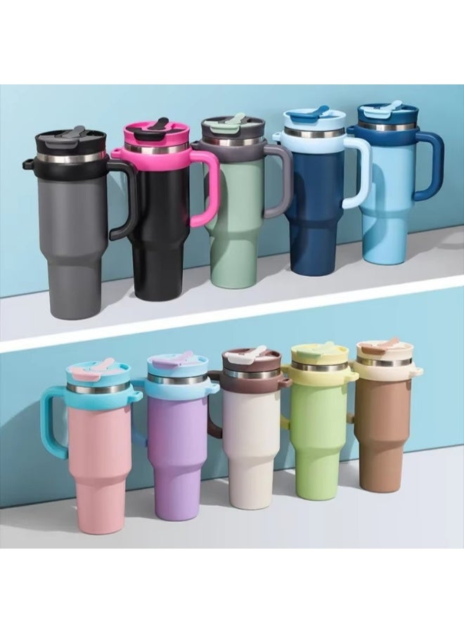 Meetion Tumbler Water Bottle BPA-Free Hot/Cold Insulated Reusable Insulated Cup With Handle and Straw High Quality 40oz Stainless Steel Insulated Cup for Home Office Gym  - Image 4