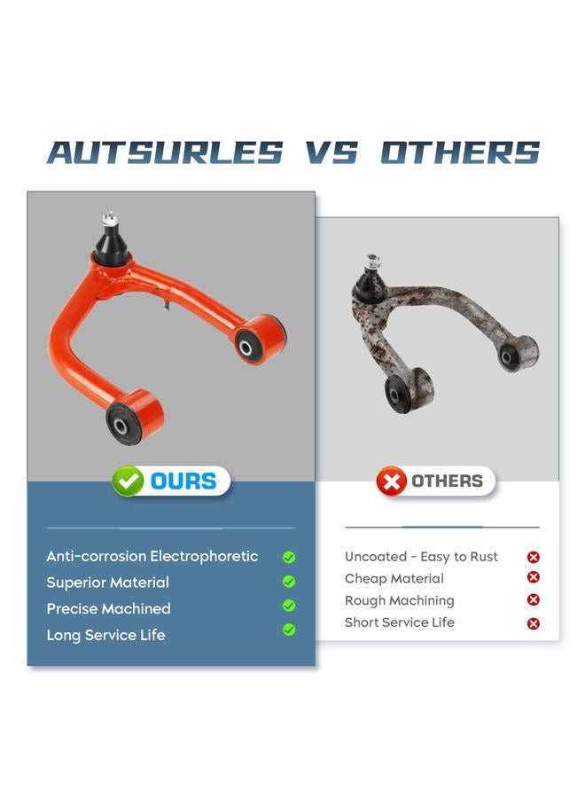 Autsurles 2-4in Front Upper Control Arms with Ball Joint for Toyota Sequoia Tundra 2007-2023, Adaption 2-4in Lift Suspension Kit Adjustable Control Arm, Replacement OEM Factory Suspension Arms 2 PCS - Image 3