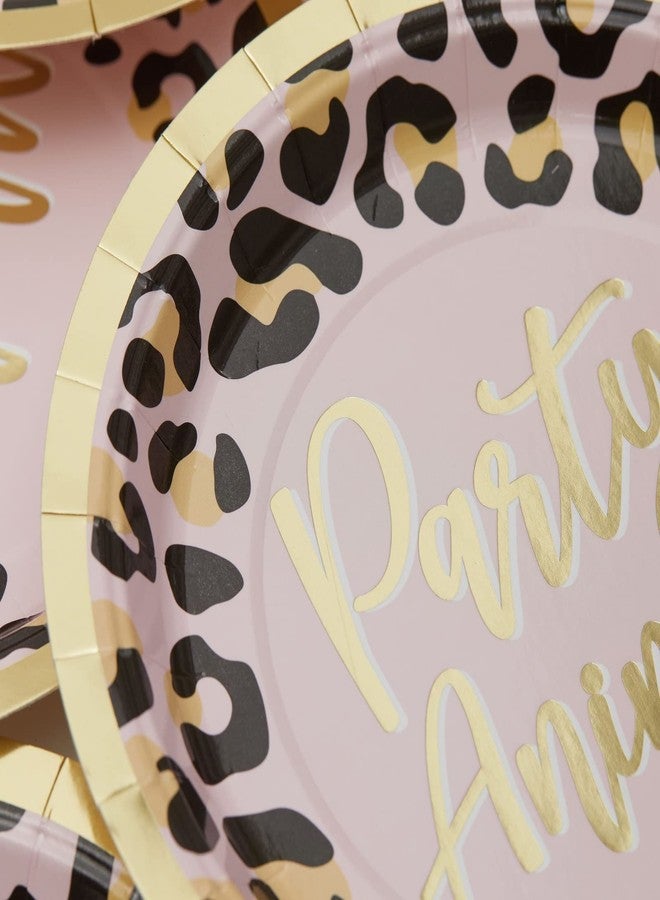 Sparkle and Bash Animal Print Dessert Plates - 7-Inch, Cheetah Print, Gold & Pink, 48 Count - Gold Animal Party Plates for Leopard Party Supplies - Image 4