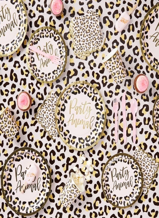 Sparkle and Bash Animal Print Dessert Plates - 7-Inch, Cheetah Print, Gold & Pink, 48 Count - Gold Animal Party Plates for Leopard Party Supplies - Image 2