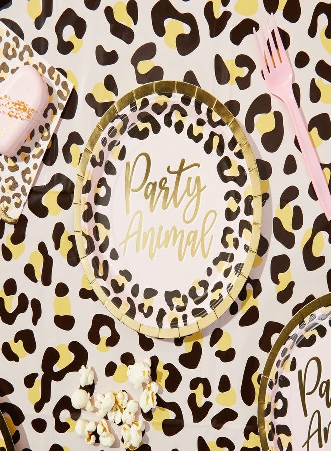 Sparkle and Bash Animal Print Dessert Plates - 7-Inch, Cheetah Print, Gold & Pink, 48 Count - Gold Animal Party Plates for Leopard Party Supplies - Image 3