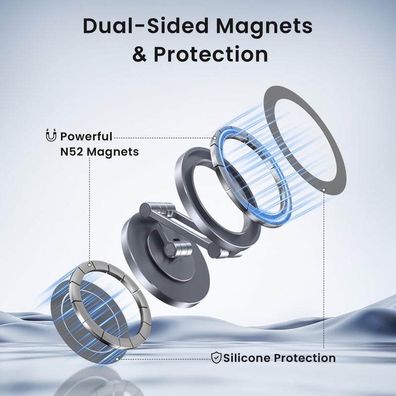 Itramax Dual Magnetic Ring Phone Holder,360Â° Rotating Adjustable Mag/Safe iPhone Stand,Double Magnet Zinc Alloy Car Phone Mount for iPhone 17 Air 16 15 14 13 Pro Max,Galaxy S25 S24 S23,Gym,Golf Cart - Image 3