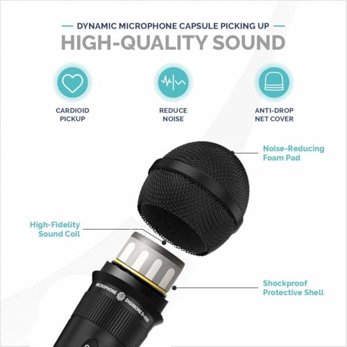 DIGIMORE Professional Cardioid Dynamic Microphone | Wired Mic with 20ft XLR Cable & Mic Holder | for Vocals, Singing, Karaoke, Live Performance, Studio, PA System, Stage, Recording (D-1020) - Image 3