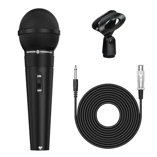 DIGIMORE Professional Cardioid Dynamic Microphone | Wired Mic with 20ft XLR Cable & Mic Holder | for Vocals, Singing, Karaoke, Live Performance, Studio, PA System, Stage, Recording (D-1020) - Image 1