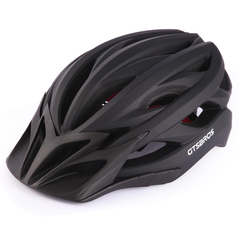 GTSBROS Bike Helmet with Visor for Women and Men â€“ Lightweight Bicycle Helmet for Mountain Biking and City Riding (Matte Black, Medium) - Image 1