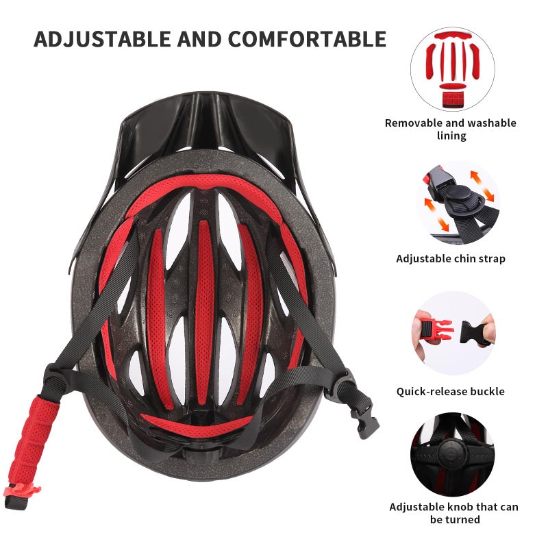 GTSBROS Bike Helmet with Visor for Women and Men â€“ Lightweight Bicycle Helmet for Mountain Biking and City Riding (Matte Black, Medium) - Image 5