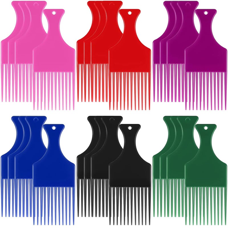 Nuogo 24 Pcs Hair Pick for Curly Hair Afro Pick for Women and Men Afro Comb Detangling Styling Plastic Comb Hairdressing Tool for Man Thick Long Adding Volume Wig Beard GiftMultiColor