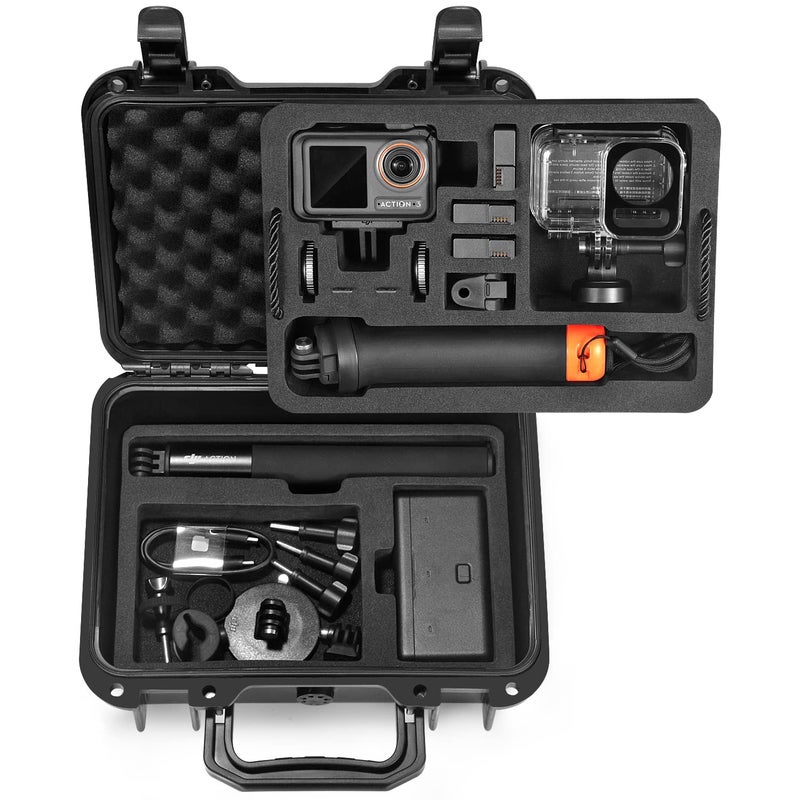Lekufee Waterproof Hard Case Compatible with DJI Osmo Action 5 Pro/DJI Osmo Action 4/Osmo Action 3/Action Camera/Standard Combo/Adventure Combo and More Accessories(Case Only)(Includes Shoulder Strap) - Image 1