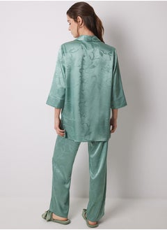women'secret Long Jacquard Satin Pajama  - Image 4
