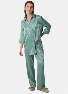 women'secret Long Jacquard Satin Pajama  - Image 1