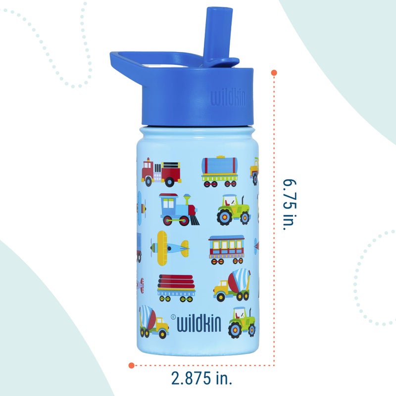 Wildkin Kids 14 oz Reusable BPA-Free Stainless Steel Water Bottle with Leak Proof Lid for Boys & Girls, Insulated, Durable, and Easy to Clean Water Bottles for Toddlers - Trains, Planes & Trucks - Image 4