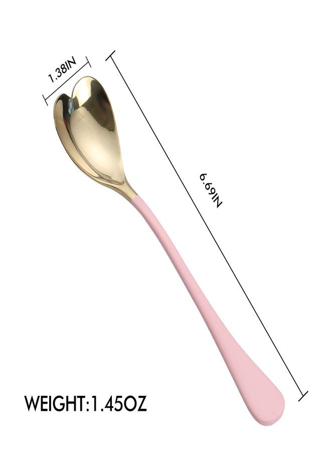 HISSF 4 Pieces Dessert Spoons, 6.7 inches,Pink Heart Shaped, 18/10 Stainless Steel Ice Cream Spoons - Image 5