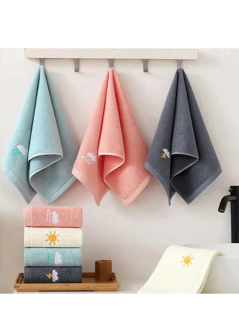 Y&D Hand Towels for Bathroom Set 4 Piece, 100% Cotton Bath Towel, Face Towel Soft Highly Absorbent Adults and Children Kitchen, 14x29 Inch (Pink White Blue Gray)  - Image 1