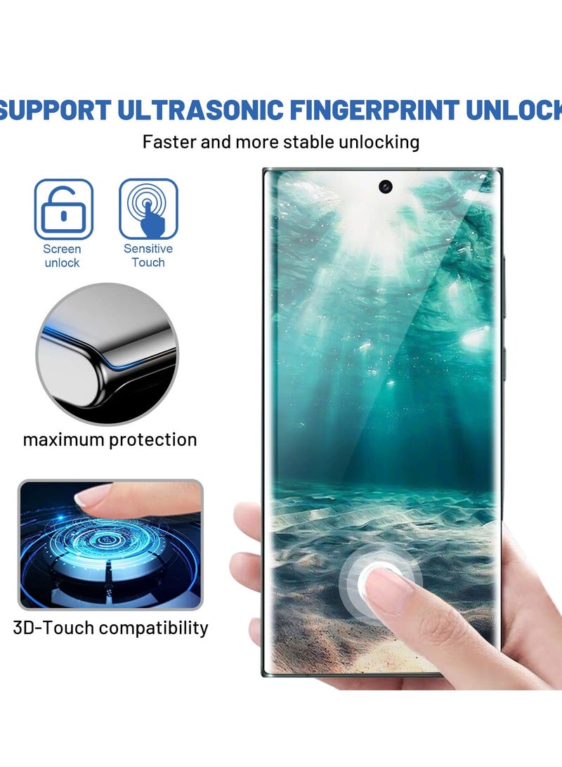 SOLARAE Screen Protector for Galaxy S22 Ultra Screen Protector and Camera Lens Protector, Tempered Glass Film, Support Fingerprint Unlock, 9H Hardness, 3D Curvature, HD Anti-Scratch (2+2 Pack) - Image 4