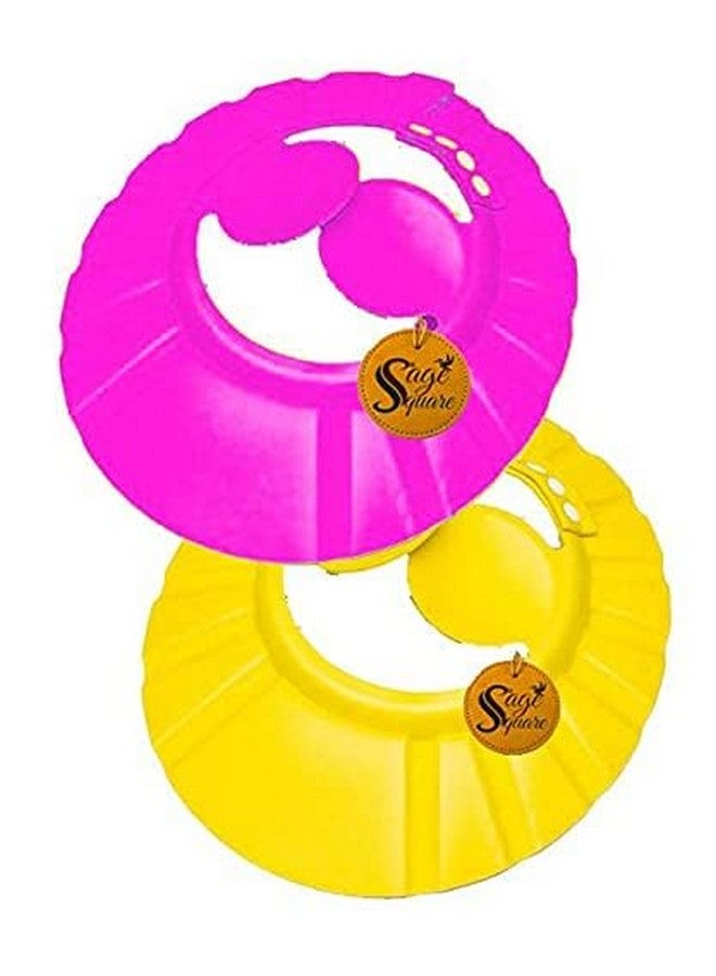 Sage Square New Adjustable Design Safe Soft Bathing Baby Shower Cap with Ear Protector (Pink & Yellow) (Pack of 2 ) - Image 2