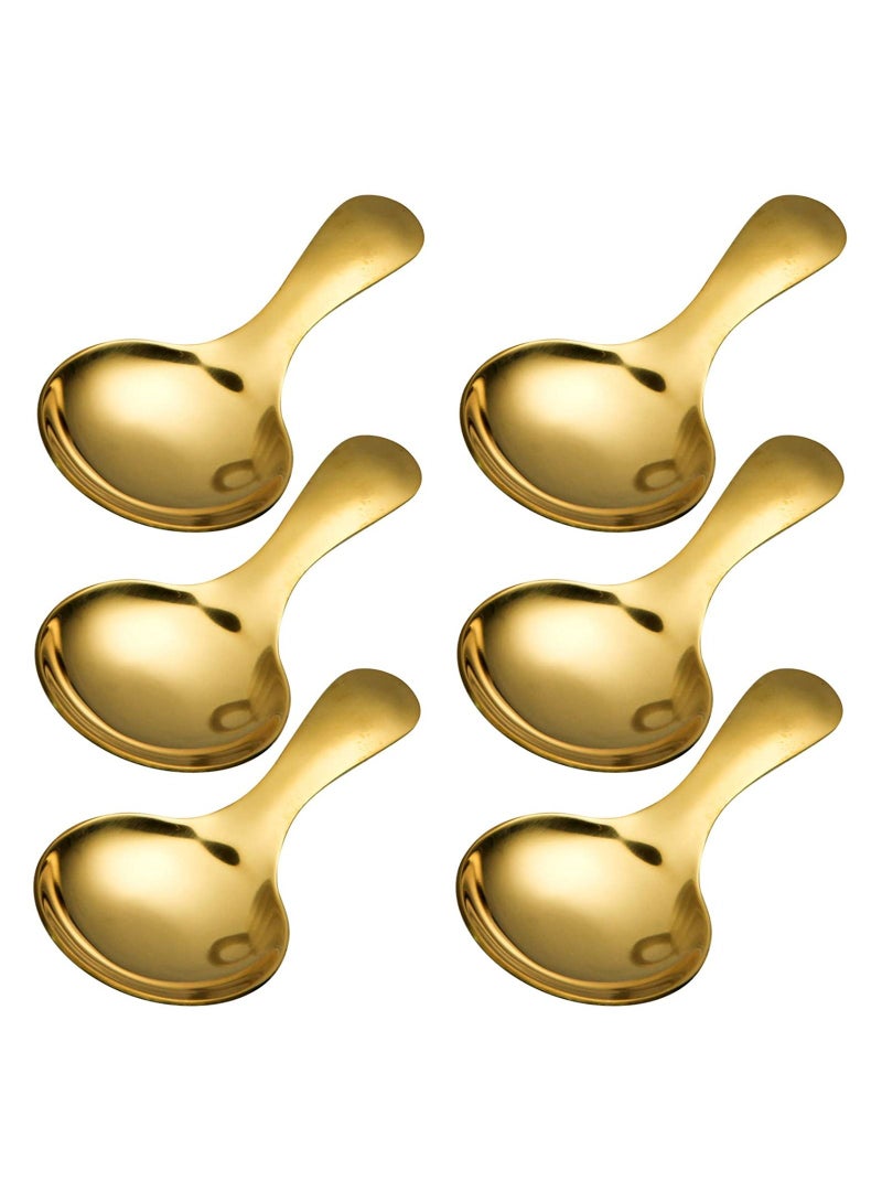 Y&D 6Pcs Short Handle Spoons, Gold, Stainless Steel Mini Salt Spoons for Condiments, Dessert, Tea, Coffee, Cake, Sugar, Stirring Spoon Coffeeware Teaspoon with 3.5 Inches  - Image 1