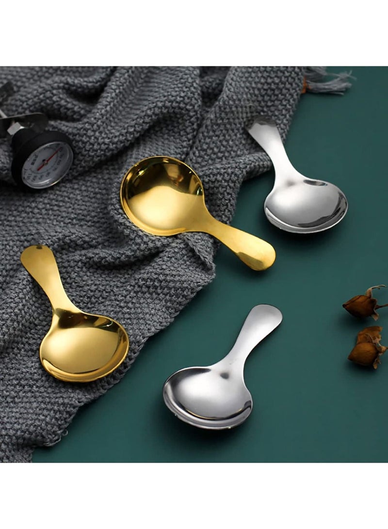 Y&D 6Pcs Short Handle Spoons, Gold, Stainless Steel Mini Salt Spoons for Condiments, Dessert, Tea, Coffee, Cake, Sugar, Stirring Spoon Coffeeware Teaspoon with 3.5 Inches  - Image 5