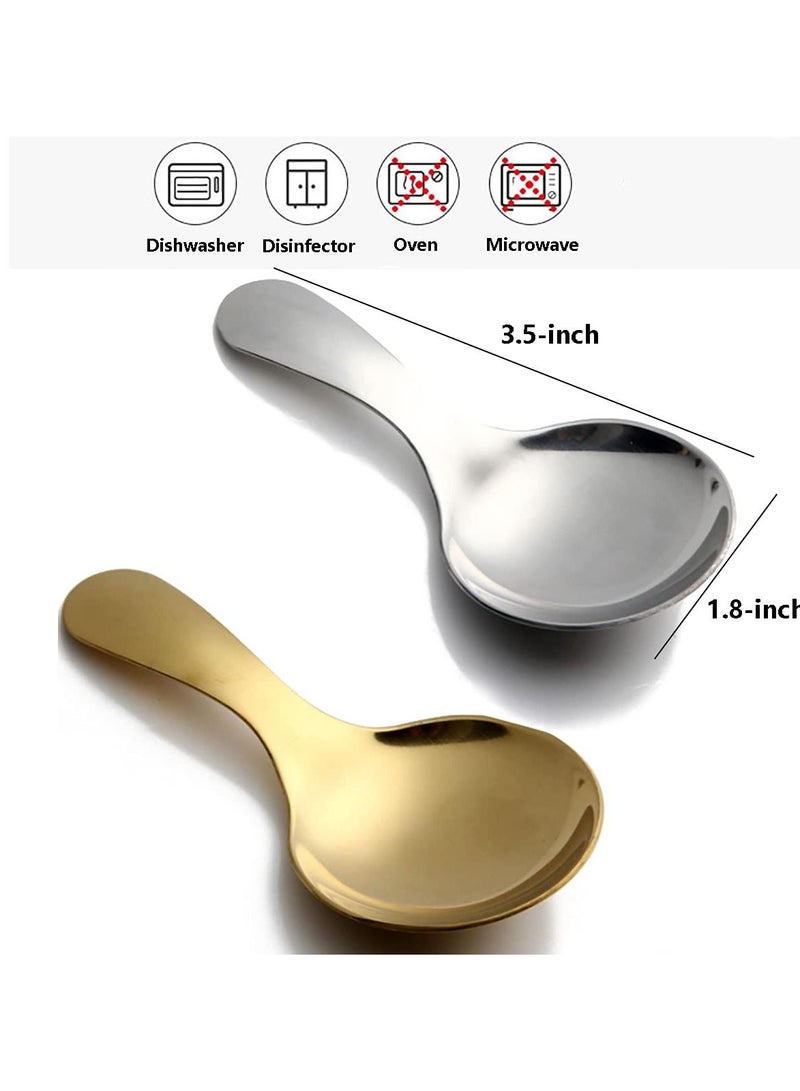 Y&D 6Pcs Short Handle Spoons, Gold, Stainless Steel Mini Salt Spoons for Condiments, Dessert, Tea, Coffee, Cake, Sugar, Stirring Spoon Coffeeware Teaspoon with 3.5 Inches  - Image 3