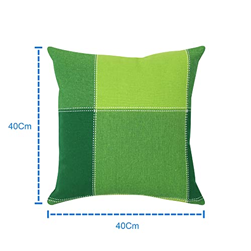 AIRWILL Cotton 4-Way Dobby Green Themed Cushion Covers for Cushions & Pillows (Green, Pack of 5) - Image 2