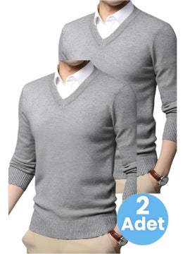 2-Pack Men's V Neck Long Sleeve Knitwear Non-Pilling Sweater Men's Slim Fit Sweater - pzsku/ZAF6421156463C2D91EEEZ/45/_/1735049313/62aec985-207b-486d-a886-f81b7e3b81f8