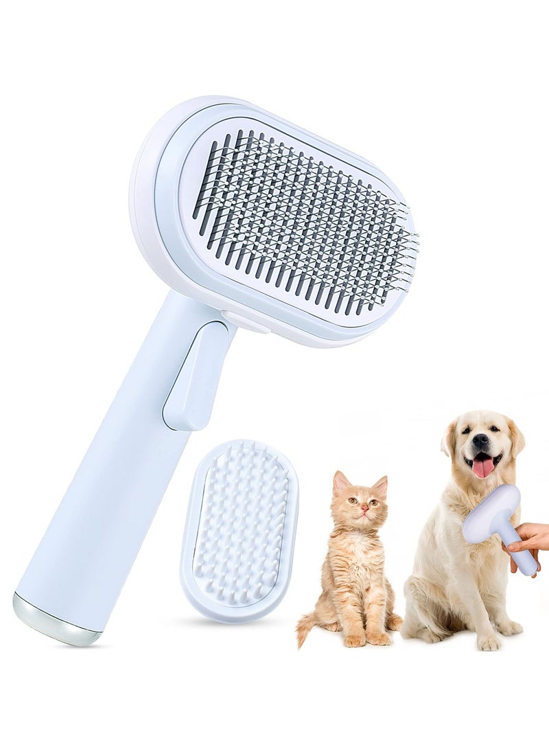 Arabest فرشاة العناية بالكلاب والقطط، فرشاة الكلاب للتخلص من الشعر المتساقط، فرشاة القطط للقطط الداخلية، فرشاة تنظيف ذاتية التلميع للكلاب والقطط مع جزيئات تدليك تزيل التشابك والحصير والشعر المتساقط بشكل فعال - Image 1