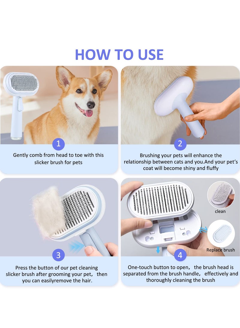 Arabest فرشاة العناية بالكلاب والقطط، فرشاة الكلاب للتخلص من الشعر المتساقط، فرشاة القطط للقطط الداخلية، فرشاة تنظيف ذاتية التلميع للكلاب والقطط مع جزيئات تدليك تزيل التشابك والحصير والشعر المتساقط بشكل فعال - Image 4
