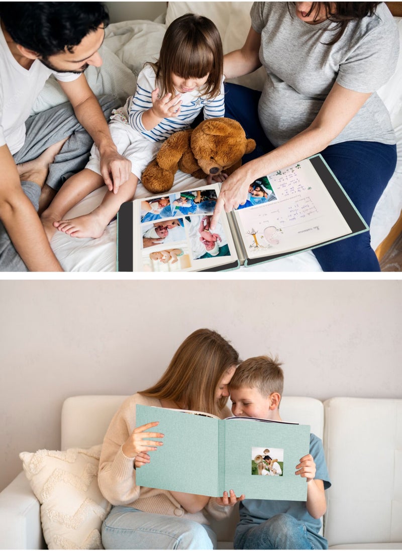 HomarKet Large Photo Album Scrapbook with Window, Linen Self Adhesive Scrapbook Album, Wedding Anniversary Birthday Valentines Day, 28cm x 27cm 40 Blank Pages Memory Book with A Metallic Pen Green  - Image 4