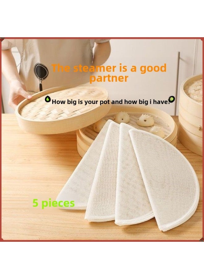Drawer Dim Sum Old Coarse Cloth Large Food Grade Sticky Household Steamer Pad Pure Cotton Yarn Non-steamed Buns Thickened Round Steamed Bread Cloth-Size:Diameter 45cm - Image 1